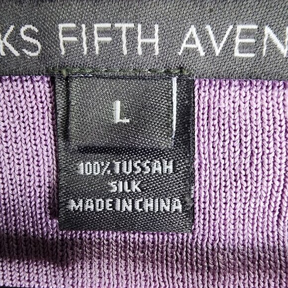 Womens Purple Saks Fifth Avenue 100% Tussah Silk Cardigan Sweater Button Down L - Picture 4 of 8